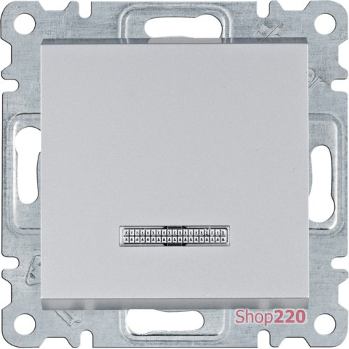 Выключатель проходной с подсветкой, серебристый, Lumina WL0222 Hager