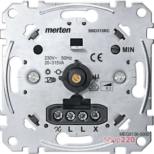 Диммер поворотный 20-315 Вт для емкостной нагрузки (RC), Merten MEG5136-0000 MEG5136-0000