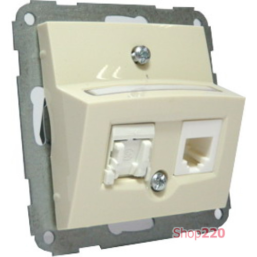 Механизм компьютерной розетки RJ-45 двойной, слоновая кость, Fiorena