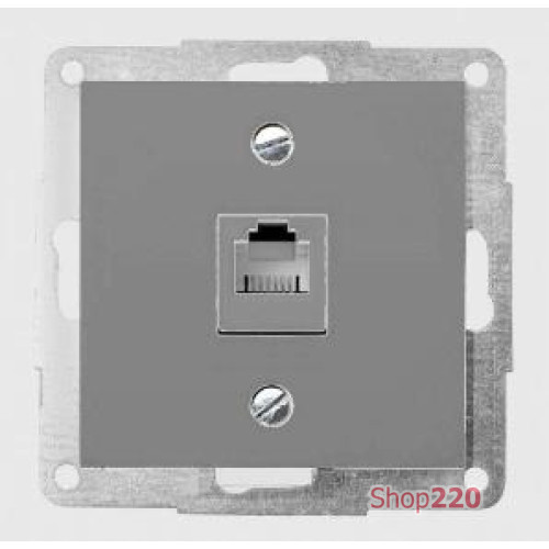 Механизм компьютерной розетки RJ-45, металлик, Fiorena