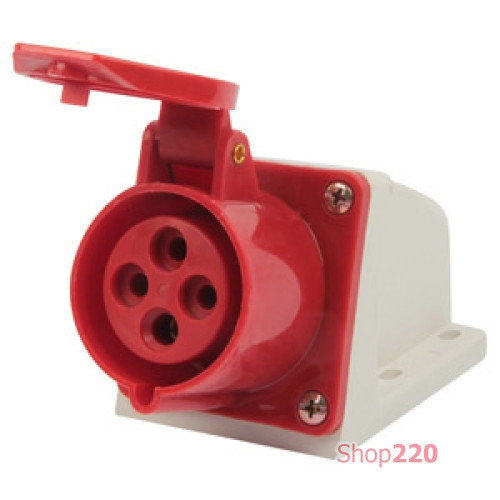 Силовая розетка 32А, 380В, 4 полюса, стационарная, e.socket.pro.4.32