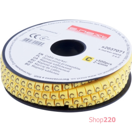 Маркер кабельный 2-4 кв.мм, C, 500 шт, e.marker.stand.2.4.C Enext s2037071