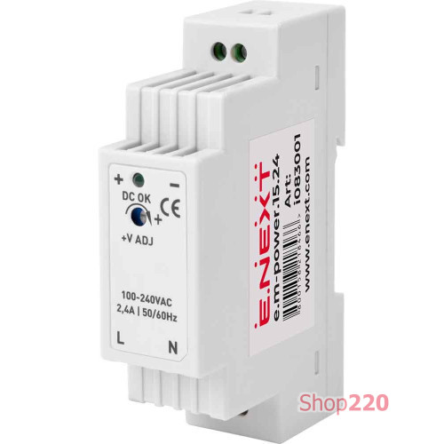 Блок питания 24 В DC, 15 Вт на din-рейку, e.m-power.15.24 Enext