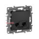 Компьютерная розетка RJ-45 двойная, антрацит, 672655 Legrand Etika