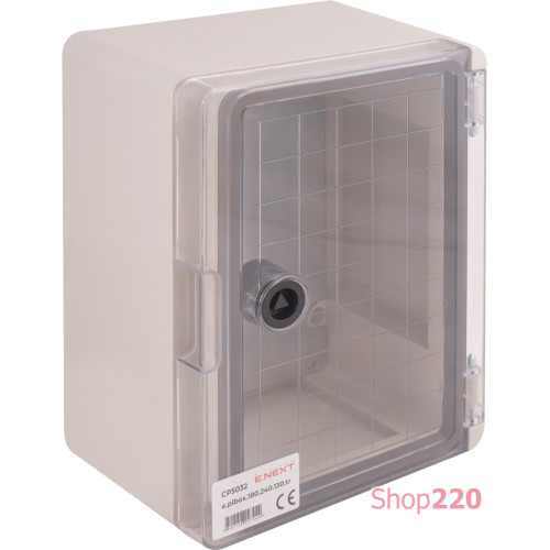 Щит ударопрочный 180х240х130мм с прозрачной дверцей, IP65, e.plbox.180.240.130.tr Enext