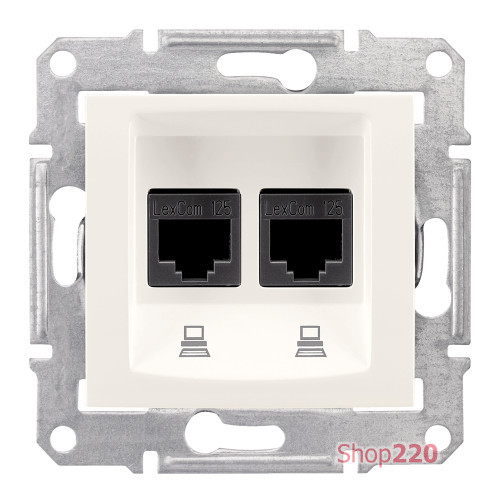 Розетка двойная RJ 45 кат 5е, неэкран, UTP, кремовый, Sedna SDN4400123 Schneider