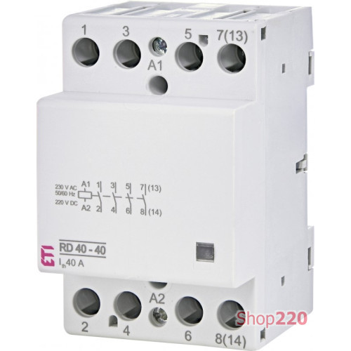 Контактор бесшумный 40А, 4НО, 220В AC/DC, RD 40-40 230V AC/DC ETI ETI 2464018