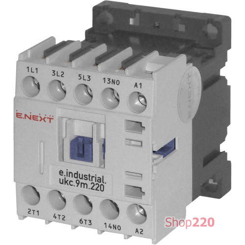 Контактор 9А, 220В, no, малогабаритный, e.industrial.ukc.9M.220 Enext i.0090017