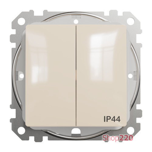 Выключатель 2-клавишный влагозащищенный IP44, бежевый, Sedna Design SDD212105