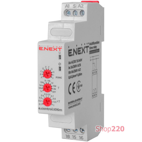 Реле времени многофункциональное, 8А, e.control.t06m Enext p0690012