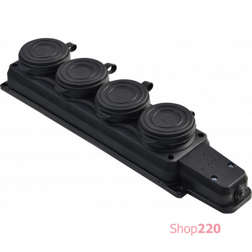 Колодка каучуковая 2Р+PE с защитными четырехместными крышками 16А IP44 A0250010010