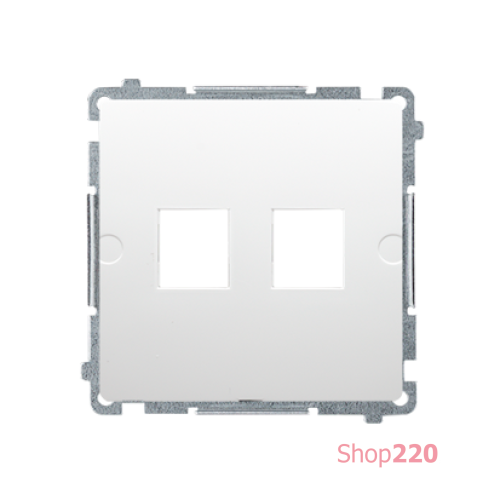 Розетка информационная прямая под 2xRJ45 Keystone, с суппортом, белый, Basic Simon