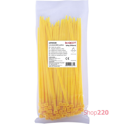 Кабельная стяжка 280мм х 4мм, желтый, e.ct.stand.280.4.yellow Enext s015028