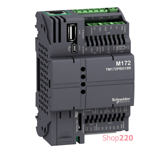 Контроллер M172P без дисплея, 18 входов/выходов, Ethernet, 2 RS485 TM172PBG18R