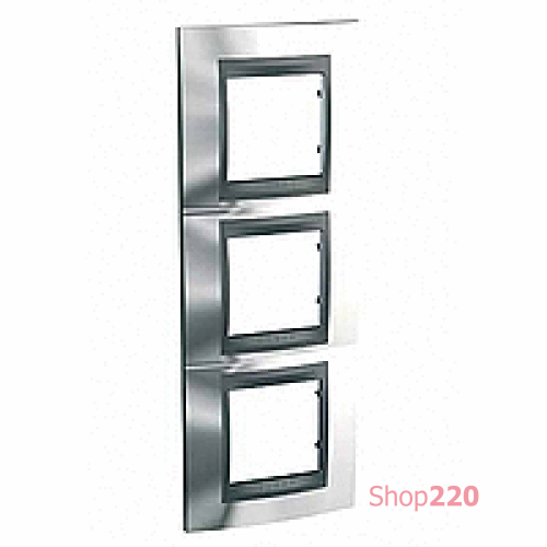 Рамка 3 поста, блестящий хром, вертикальная Unica MGU66.006V.210 Schneider