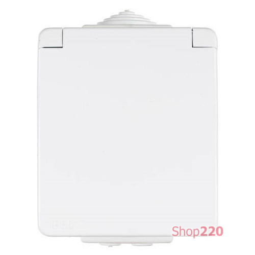 Розетка одинарная с крышкой наружная 2P+Z Schuko Efapel Waterproof 16А/250В, герметичная IP65, белый 48131 CBR