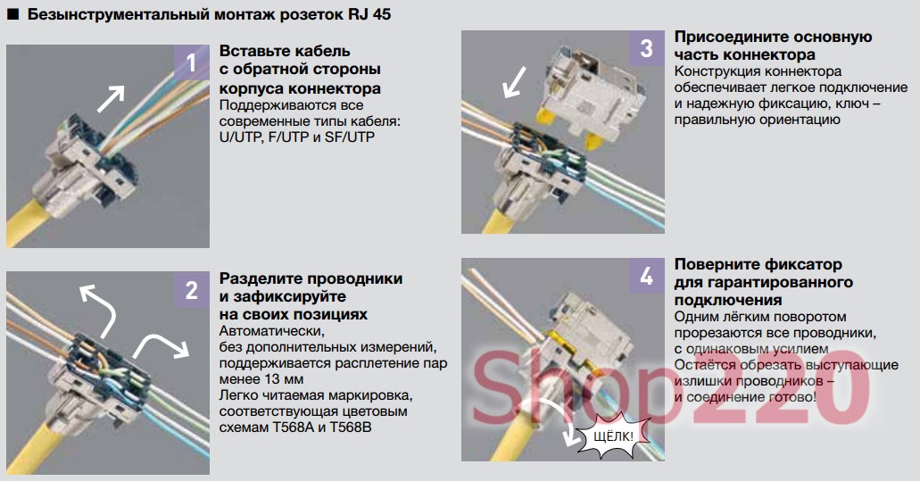 Монтаж компьютерной розетки RJ45